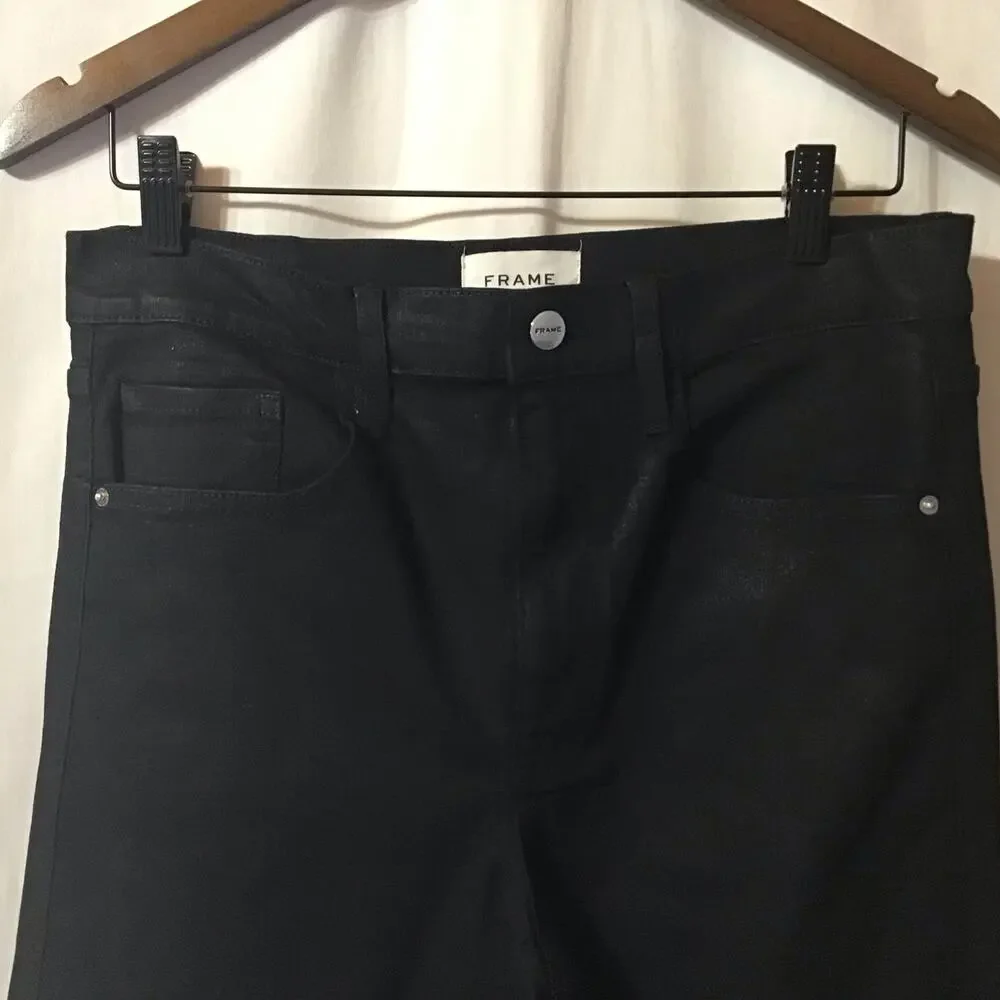 $258 Revolve FRAME Women's Size 29 Lounge Black Jogger Jean in Noir Coated 27 - Picture 5 of 10